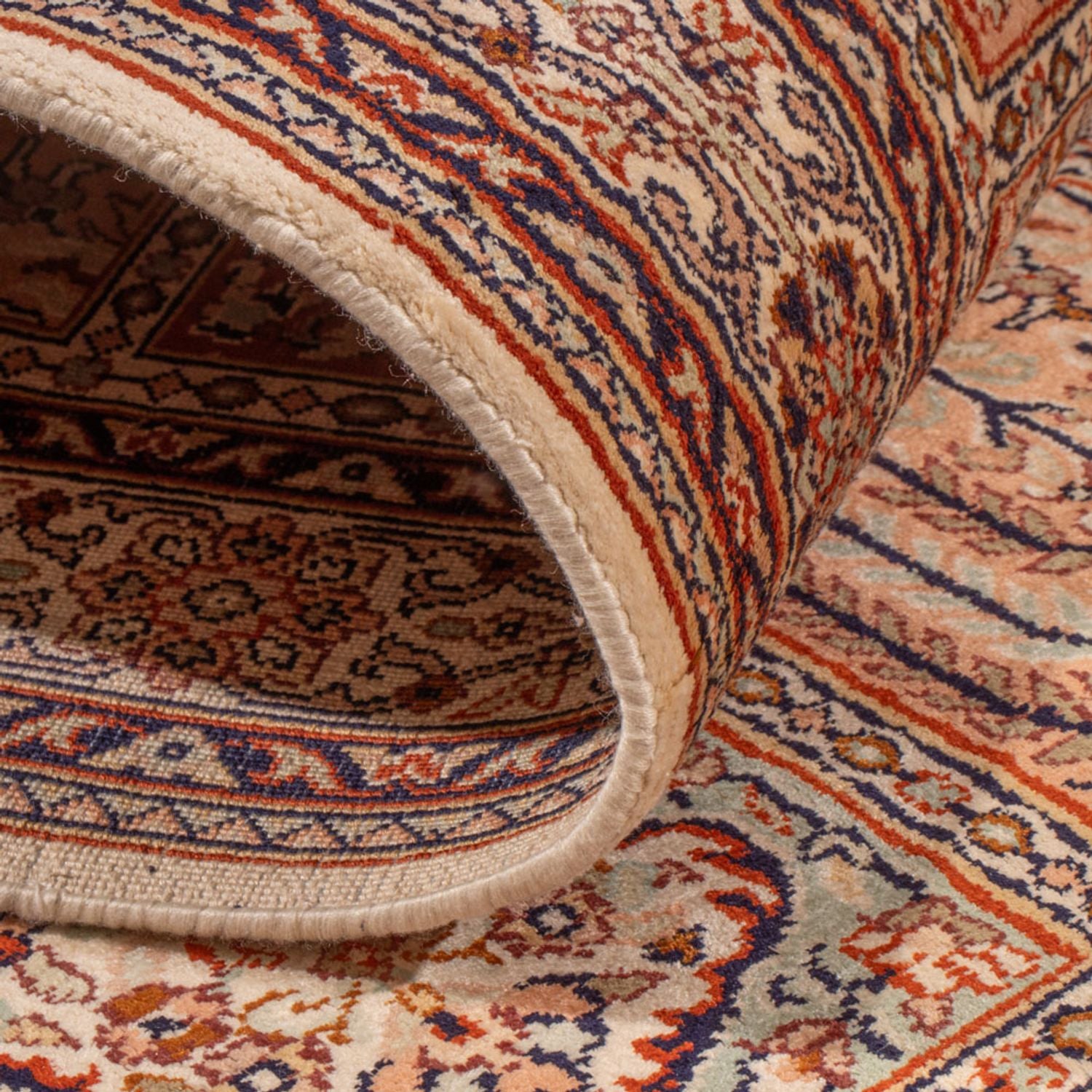 Alfombra de pasillo Alfombra de seda - Seda de Cachemira - 298 x 77 cm - beige oscuro