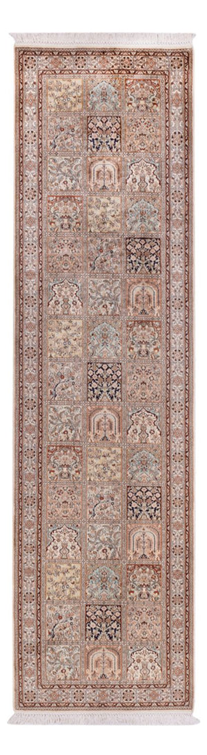 Alfombra de pasillo Alfombra de seda - Seda de Cachemira - 301 x 79 cm - beige oscuro
