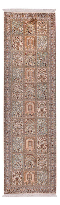 Alfombra de pasillo Alfombra de seda - Seda de Cachemira - 287 x 80 cm - beige oscuro