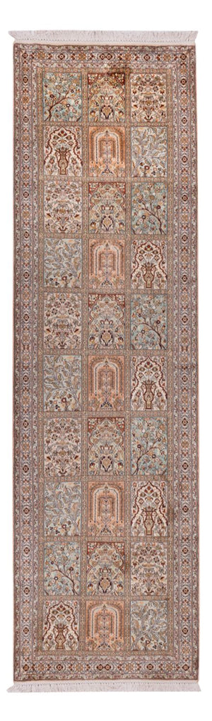 Alfombra de pasillo Alfombra de seda - Seda de Cachemira - 287 x 80 cm - beige oscuro