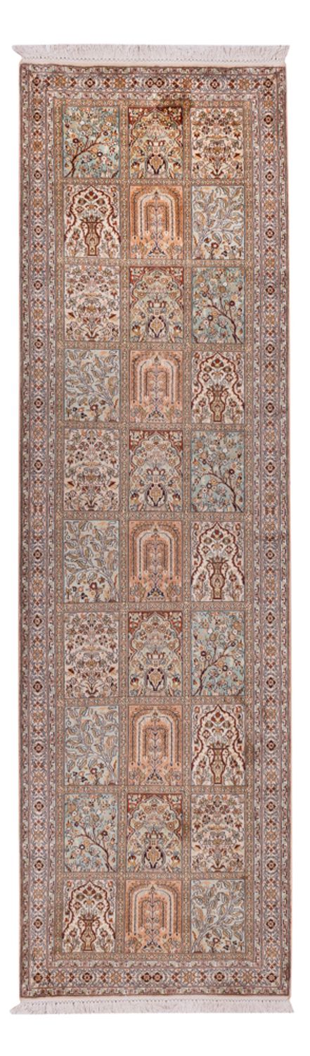 Alfombra de pasillo Alfombra de seda - Seda de Cachemira - 287 x 80 cm - beige oscuro
