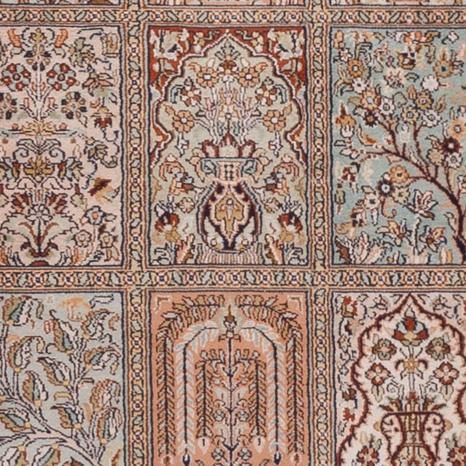Alfombra de pasillo Alfombra de seda - Seda de Cachemira - 287 x 80 cm - beige oscuro