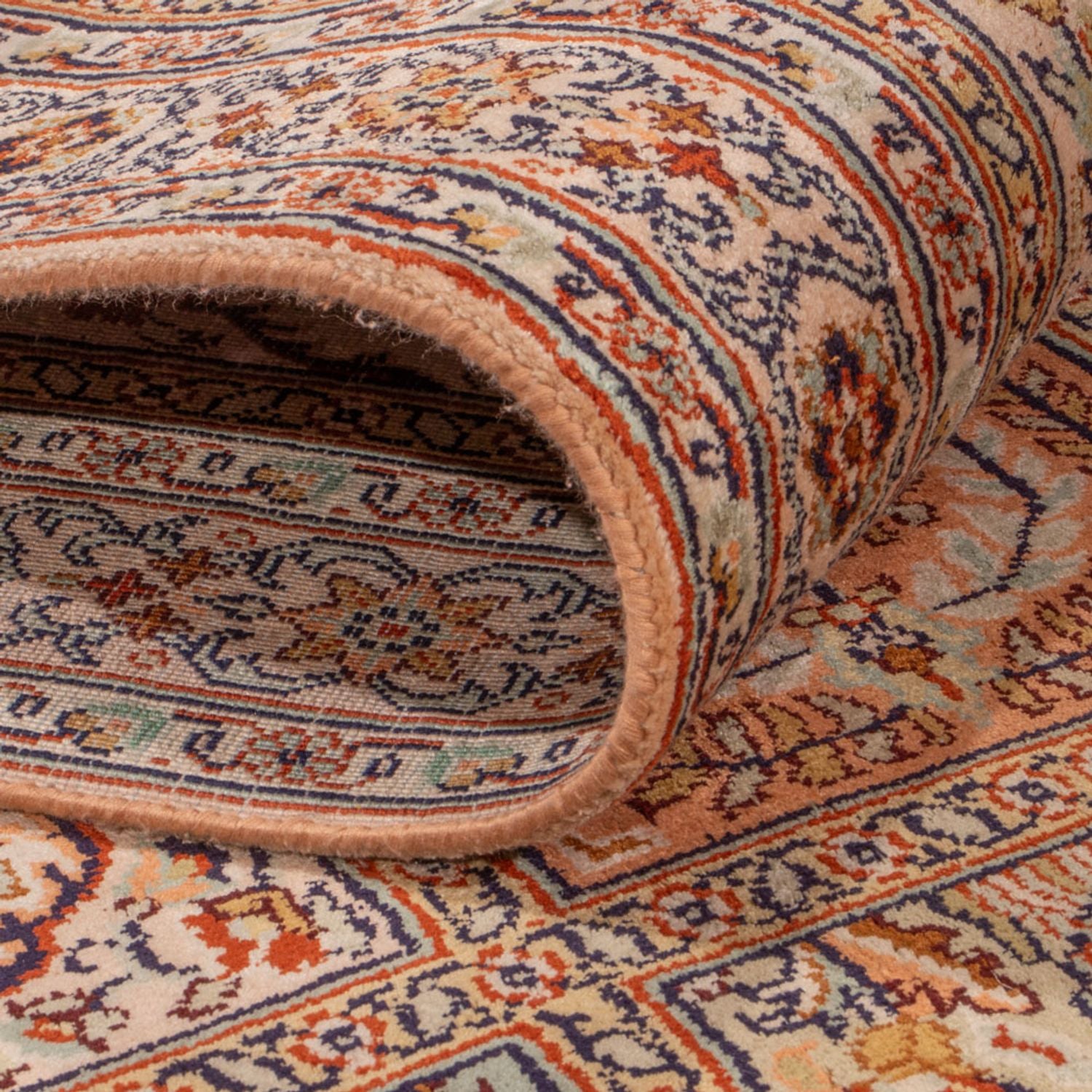 Alfombra de pasillo Alfombra de seda - Seda de Cachemira - 287 x 80 cm - beige oscuro