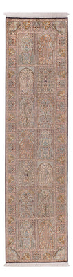 Alfombra de pasillo Alfombra de seda - Seda de Cachemira - 296 x 77 cm - beige oscuro