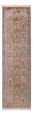Alfombra de pasillo Alfombra de seda - Seda de Cachemira - 303 x 81 cm - beige oscuro
