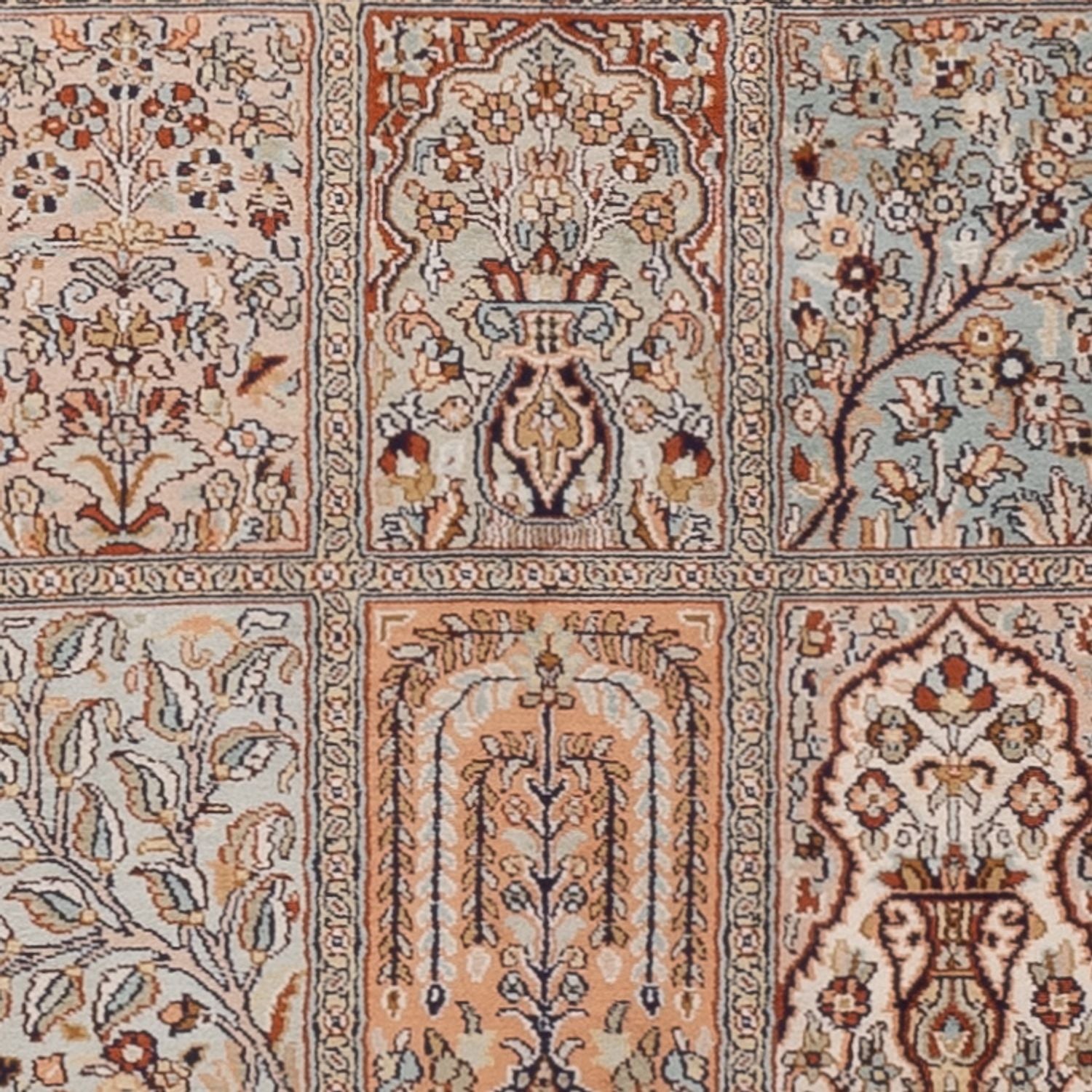 Alfombra de pasillo Alfombra de seda - Seda de Cachemira - 303 x 81 cm - beige oscuro