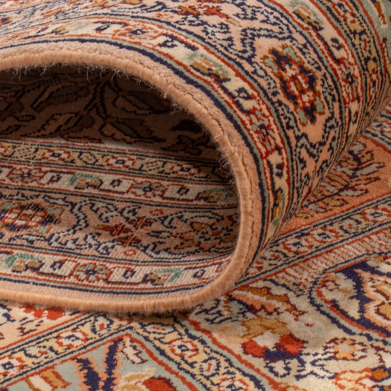 Alfombra de pasillo Alfombra de seda - Seda de Cachemira - 303 x 81 cm - beige oscuro