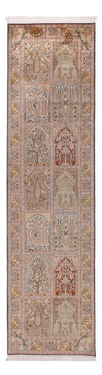 Alfombra de pasillo Alfombra de seda - Seda de Cachemira - 296 x 78 cm - beige oscuro