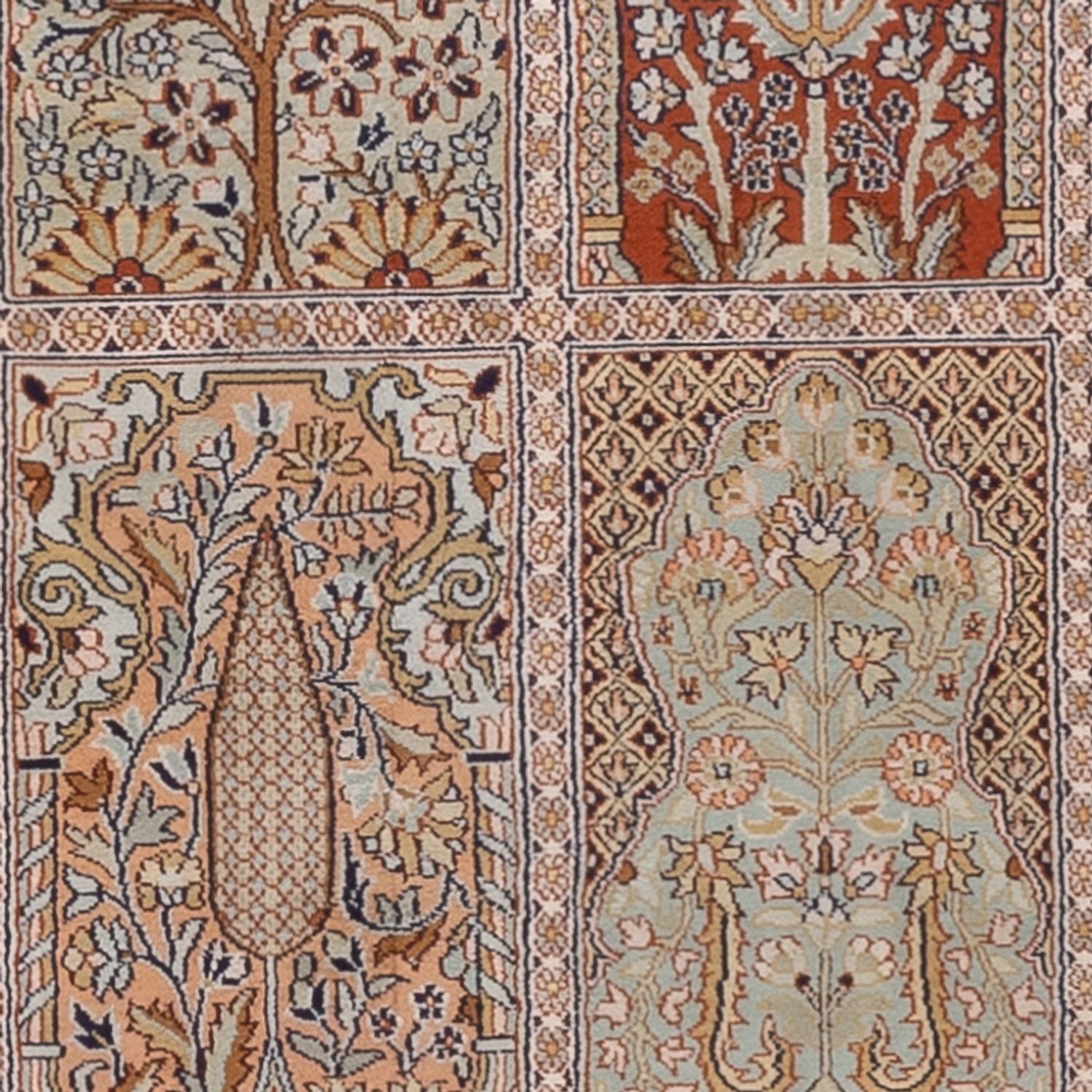 Alfombra de pasillo Alfombra de seda - Seda de Cachemira - 296 x 78 cm - beige oscuro