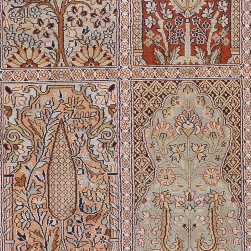 Alfombra de pasillo Alfombra de seda - Seda de Cachemira - 296 x 78 cm - beige oscuro