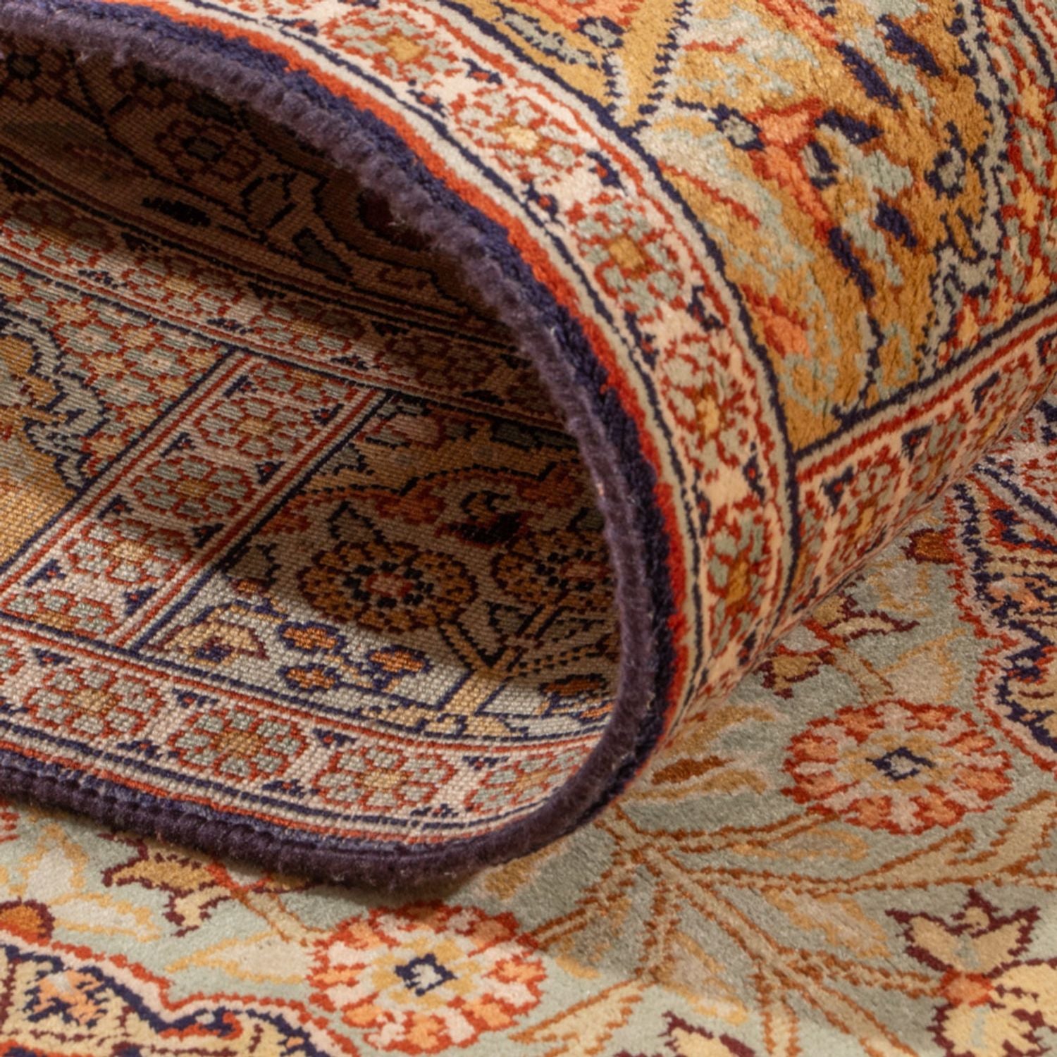 Alfombra de pasillo Alfombra de seda - Seda de Cachemira - 296 x 78 cm - beige oscuro