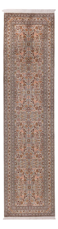 Alfombra de pasillo Alfombra de seda - Seda de Cachemira - 338 x 79 cm - beige oscuro