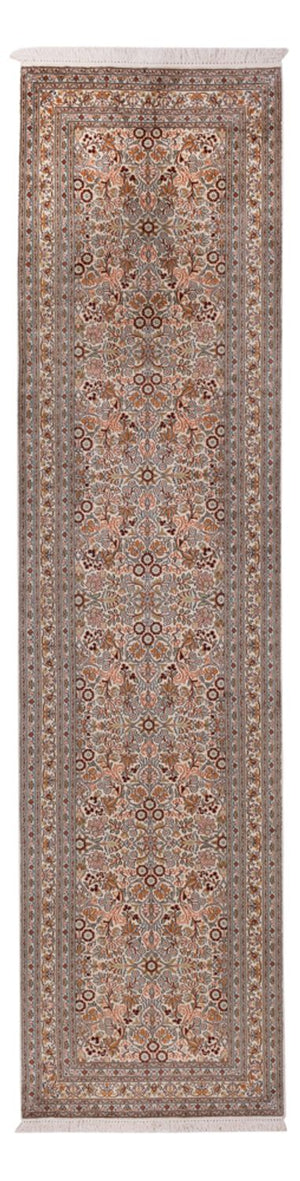 Alfombra de pasillo Alfombra de seda - Seda de Cachemira - 338 x 79 cm - beige oscuro