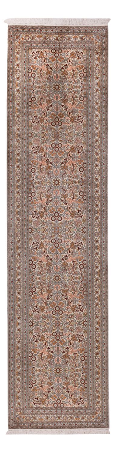 Alfombra de pasillo Alfombra de seda - Seda de Cachemira - 338 x 79 cm - beige oscuro