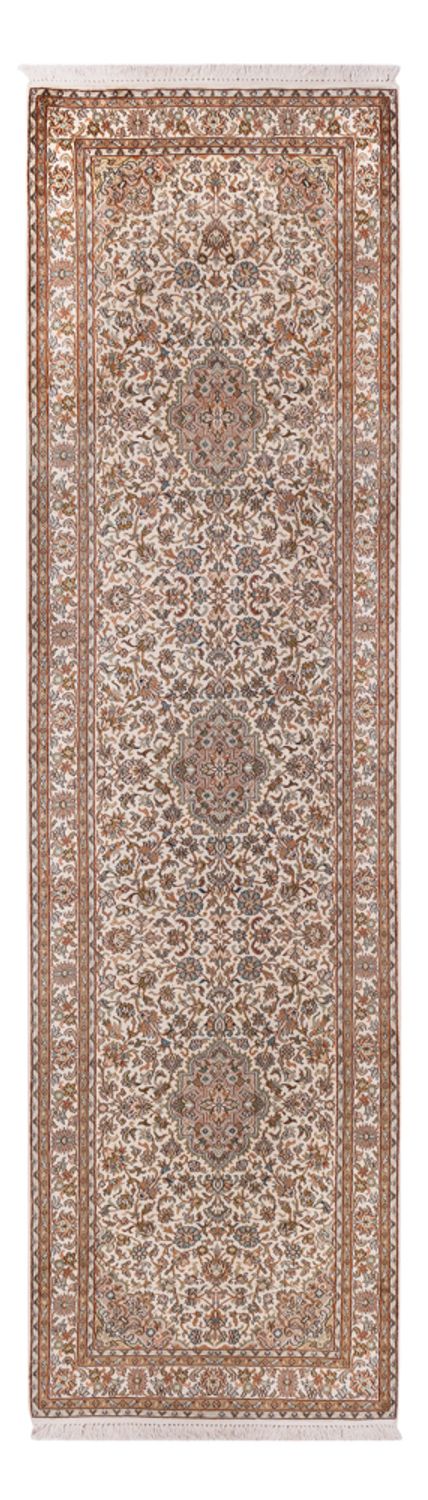 Alfombra de pasillo Alfombra de seda - Seda de Cachemira - 290 x 81 cm - beige claro
