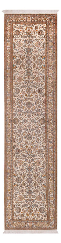 Alfombra de pasillo Alfombra de seda - Seda de Cachemira - 325 x 76 cm - beige claro