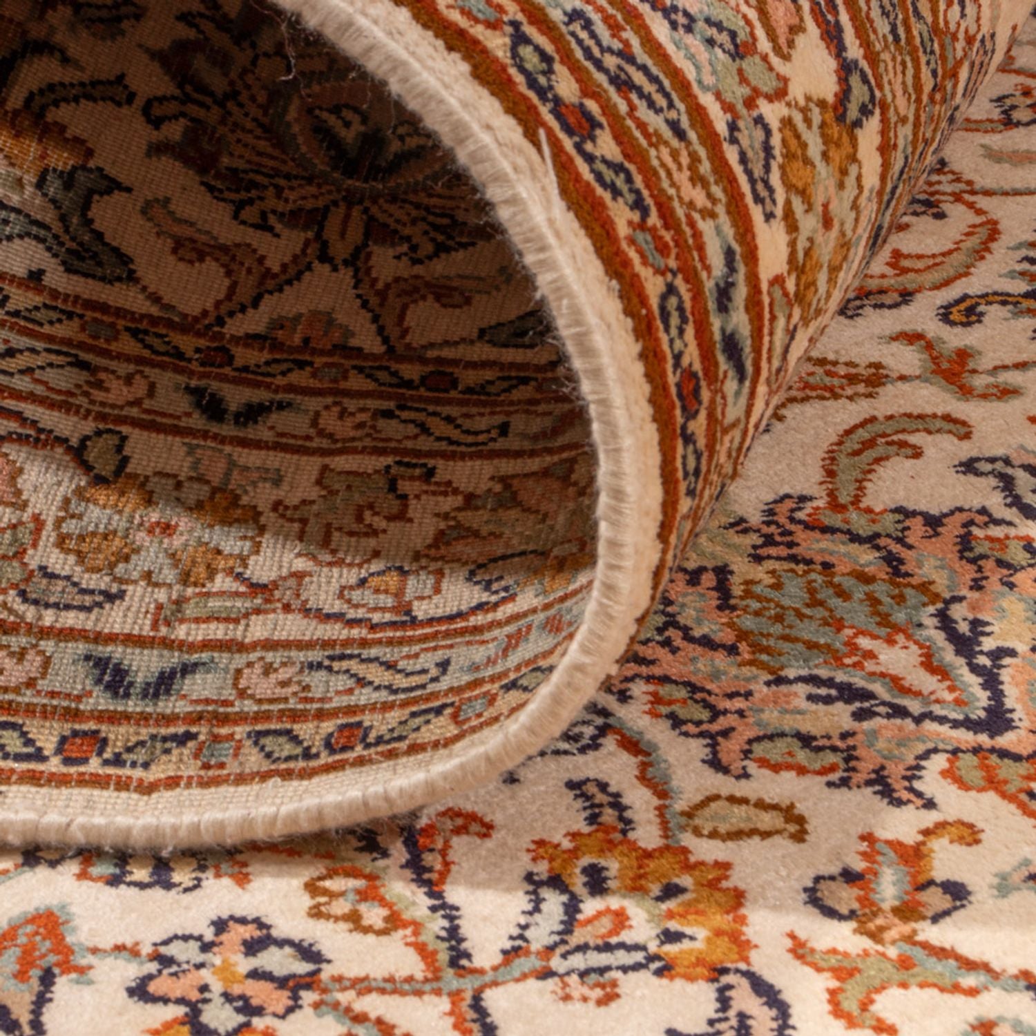 Alfombra de pasillo Alfombra de seda - Seda de Cachemira - 325 x 76 cm - beige claro