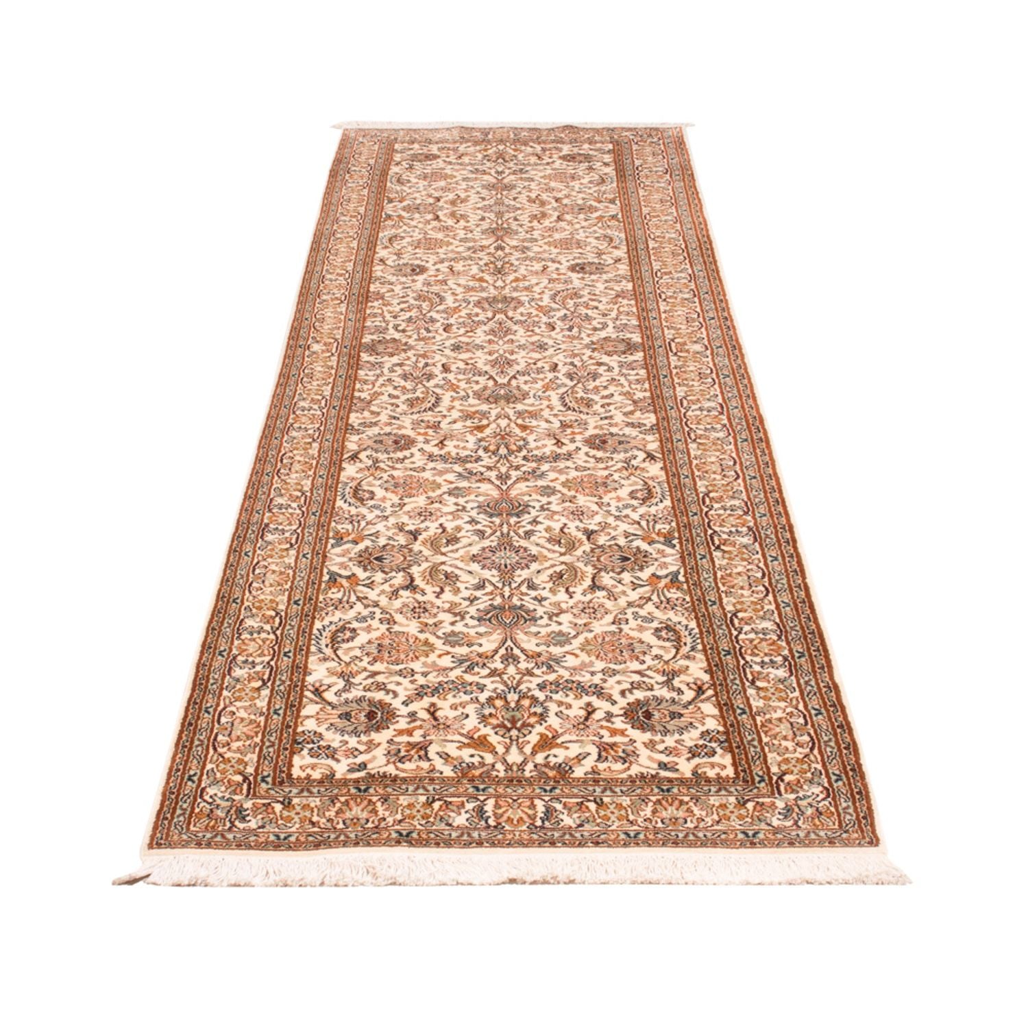 Alfombra de pasillo Alfombra de seda - Seda de Cachemira - 325 x 76 cm - beige claro