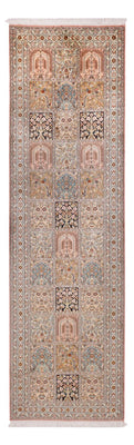 Alfombra de pasillo Alfombra de seda - Seda de Cachemira - 280 x 80 cm - beige oscuro