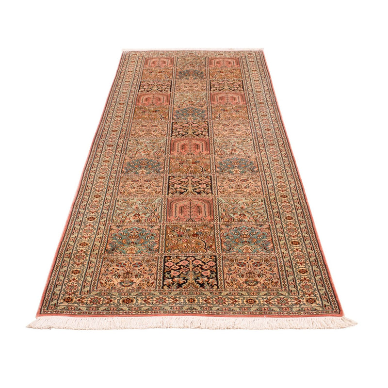 Alfombra de pasillo Alfombra de seda - Seda de Cachemira - 280 x 80 cm - beige oscuro
