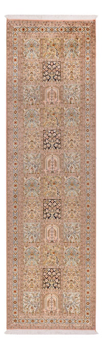 Alfombra de pasillo Alfombra de seda - Seda de Cachemira - 282 x 79 cm - beige oscuro