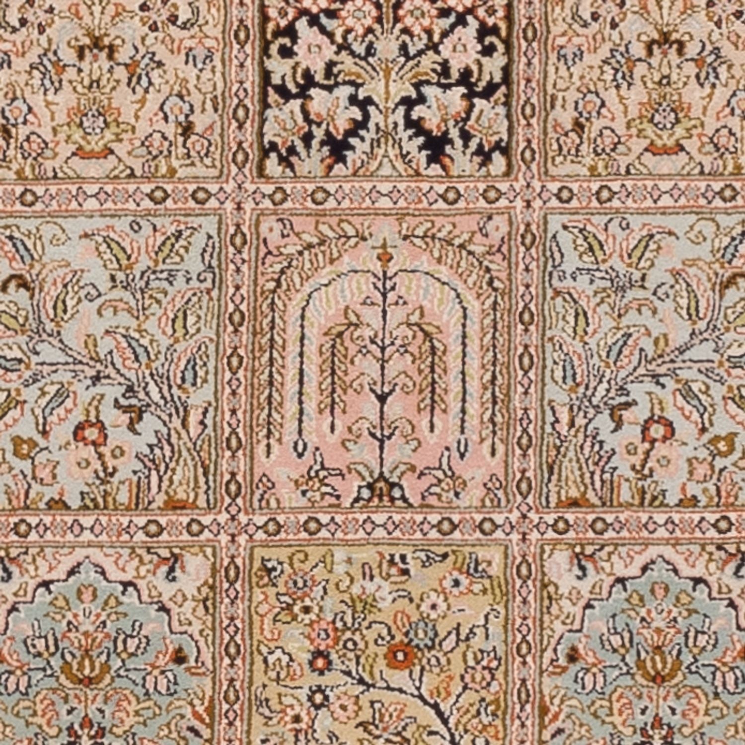 Alfombra de pasillo Alfombra de seda - Seda de Cachemira - 282 x 79 cm - beige oscuro