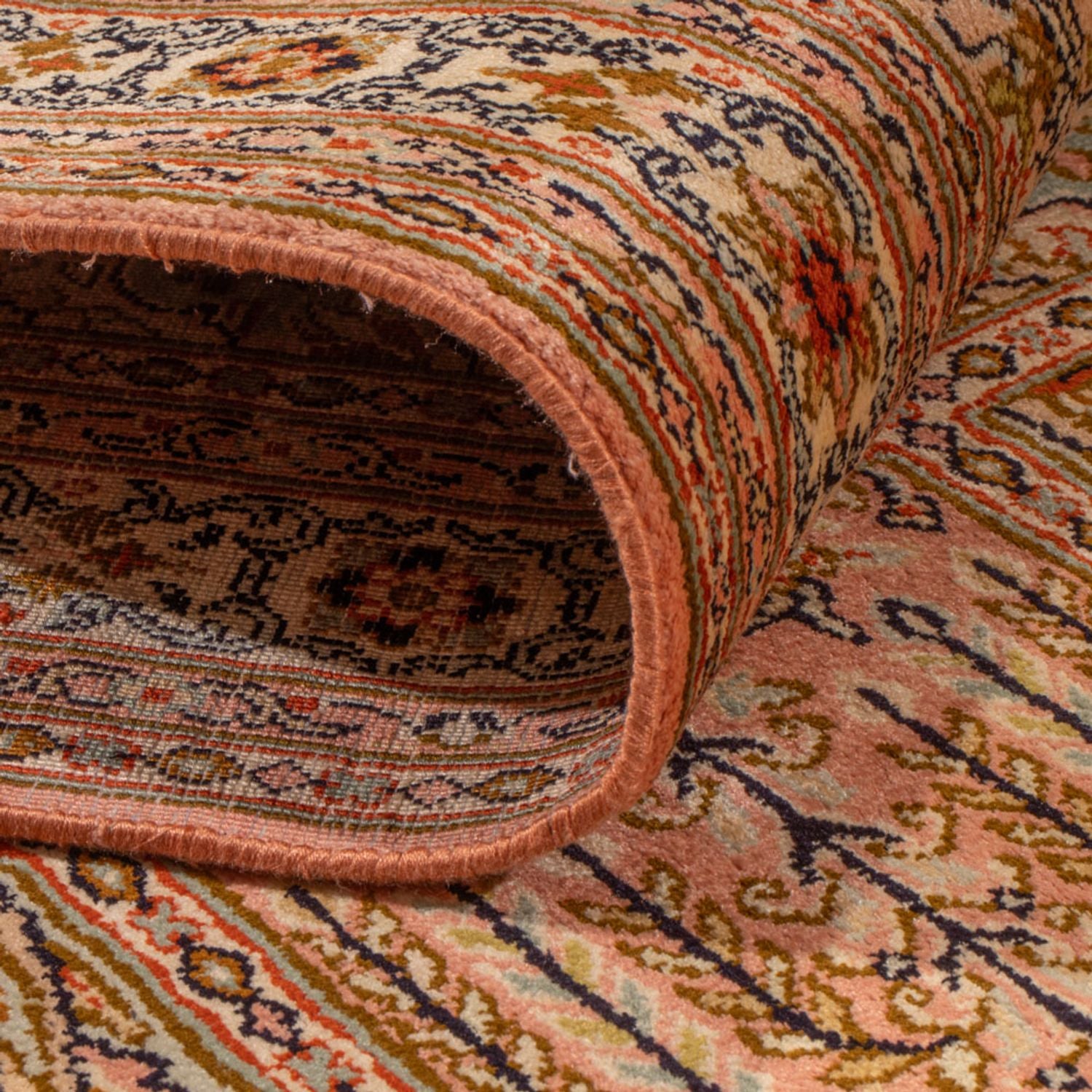 Alfombra de pasillo Alfombra de seda - Seda de Cachemira - 282 x 79 cm - beige oscuro