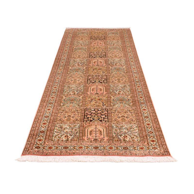 Alfombra de pasillo Alfombra de seda - Seda de Cachemira - 282 x 79 cm - beige oscuro