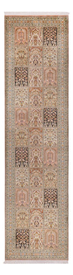 Alfombra de pasillo Alfombra de seda - Seda de Cachemira - 310 x 81 cm - beige oscuro