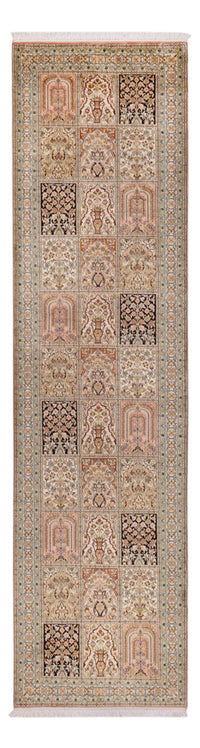 Alfombra de pasillo Alfombra de seda - Seda de Cachemira - 310 x 81 cm - beige oscuro