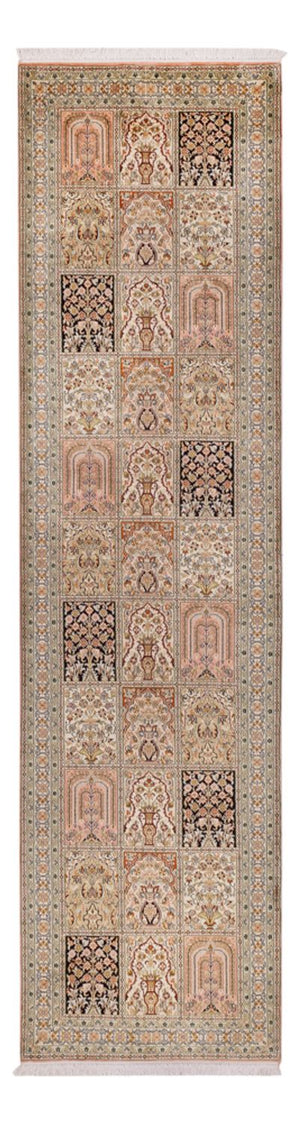 Alfombra de pasillo Alfombra de seda - Seda de Cachemira - 310 x 81 cm - beige oscuro