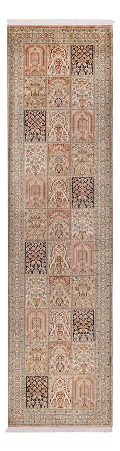 Alfombra de pasillo Alfombra de seda - Seda de Cachemira - 310 x 81 cm - beige oscuro