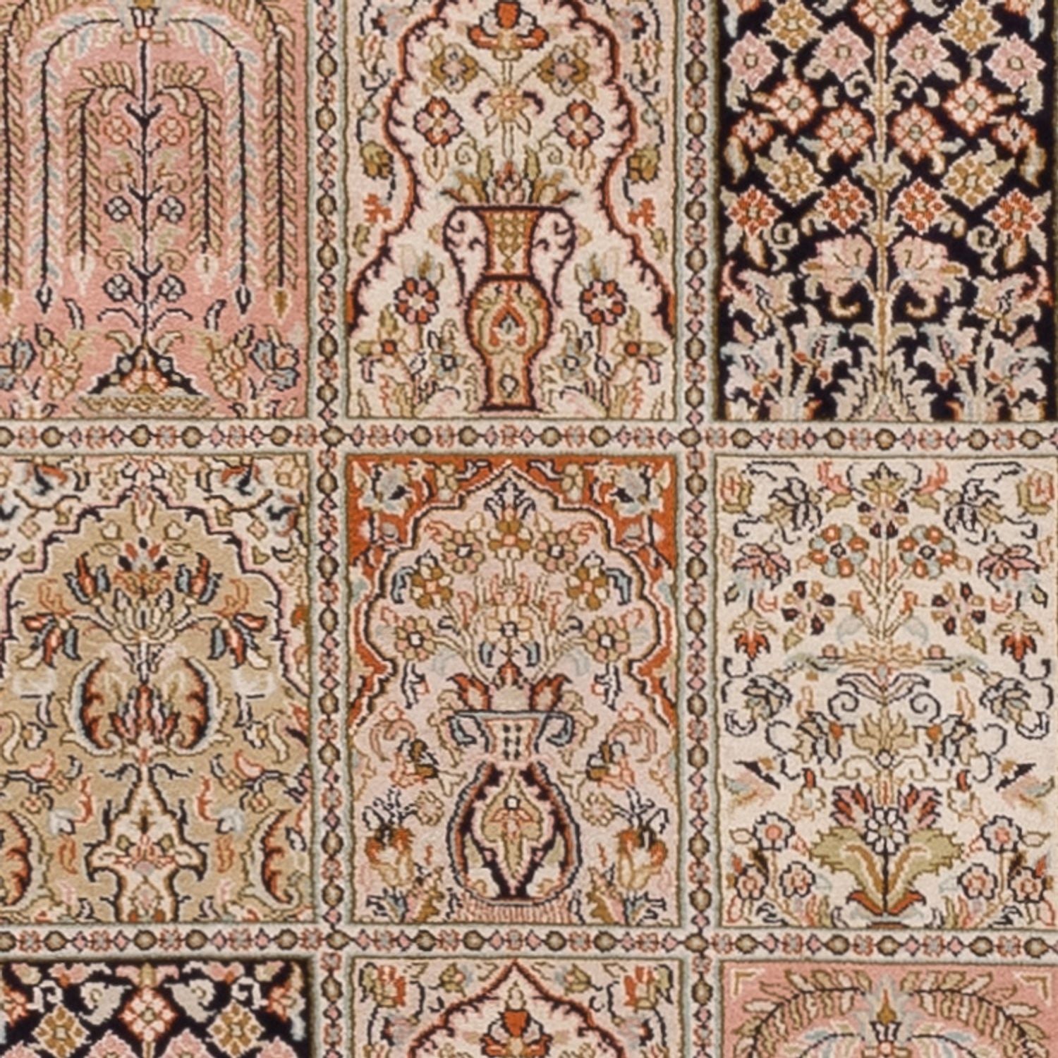 Alfombra de pasillo Alfombra de seda - Seda de Cachemira - 310 x 81 cm - beige oscuro
