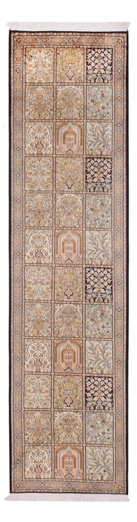 Alfombra de pasillo Alfombra de seda - Seda de Cachemira - 304 x 77 cm - beige oscuro