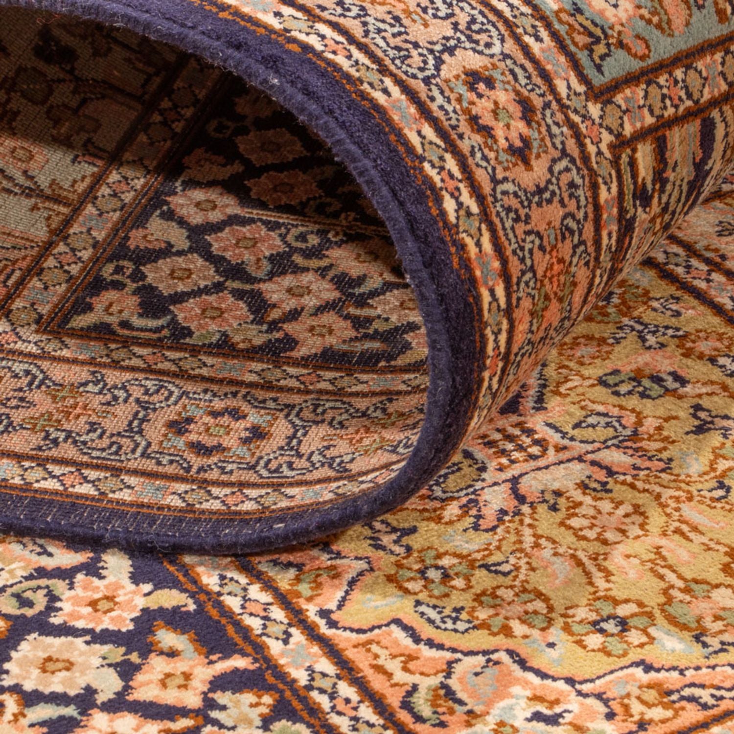 Alfombra de pasillo Alfombra de seda - Seda de Cachemira - 304 x 77 cm - beige oscuro