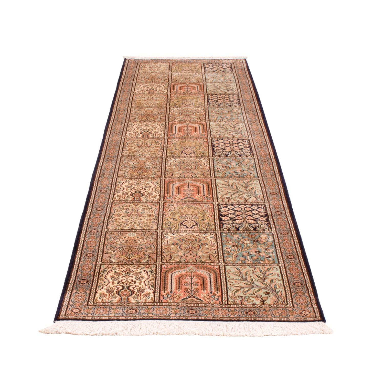 Alfombra de pasillo Alfombra de seda - Seda de Cachemira - 304 x 77 cm - beige oscuro