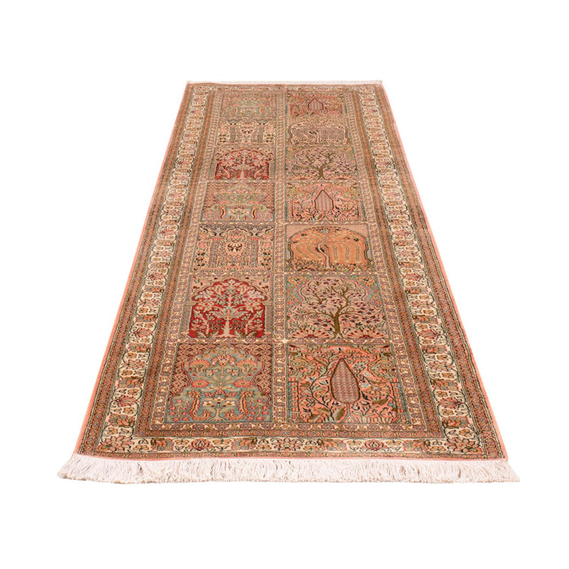 Alfombra de pasillo Alfombra de seda - Seda de Cachemira - 287 x 79 cm - beige oscuro