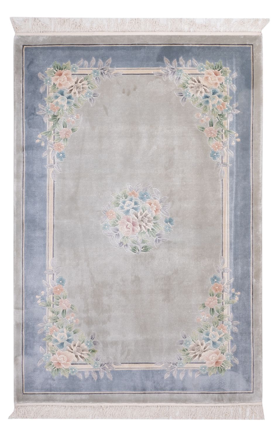 Alfombra de seda - Seda china - 185 x 123 cm - gris