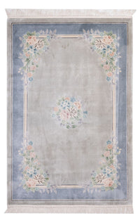 Alfombra de seda - Seda china - 185 x 123 cm - gris