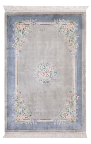 Alfombra de seda - Seda china - 185 x 123 cm - gris