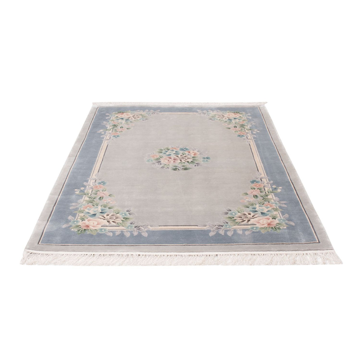 Alfombra de seda - Seda china - 185 x 123 cm - gris