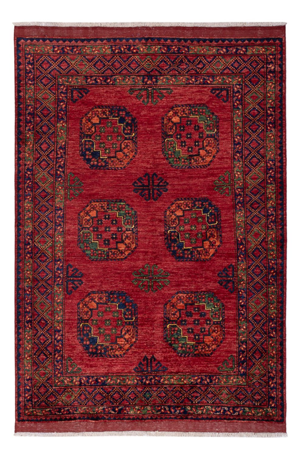 Alfombra afgana - Kunduz - 222 x 154 cm - rojo