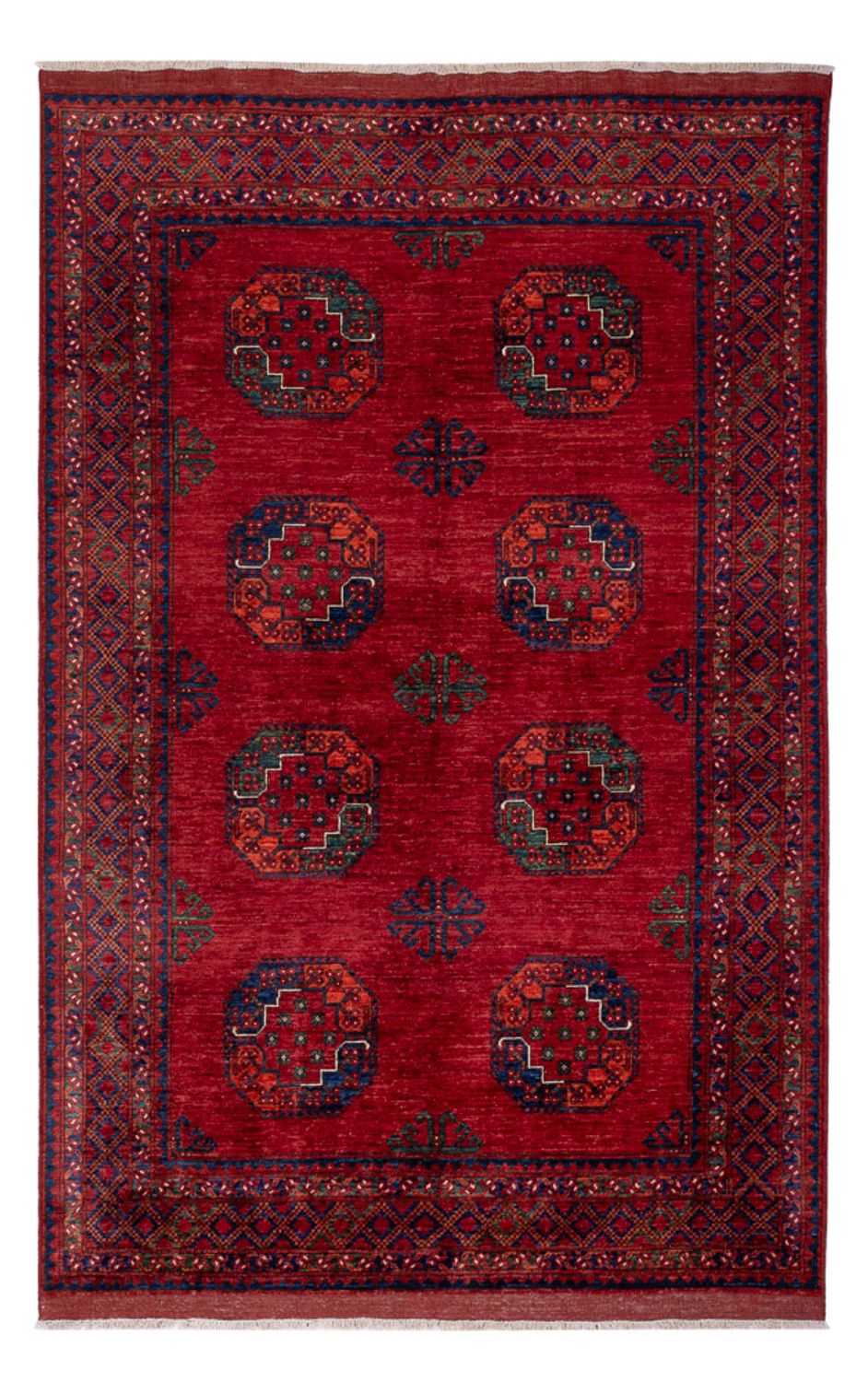 Alfombra afgana - Kunduz - 253 x 166 cm - rojo