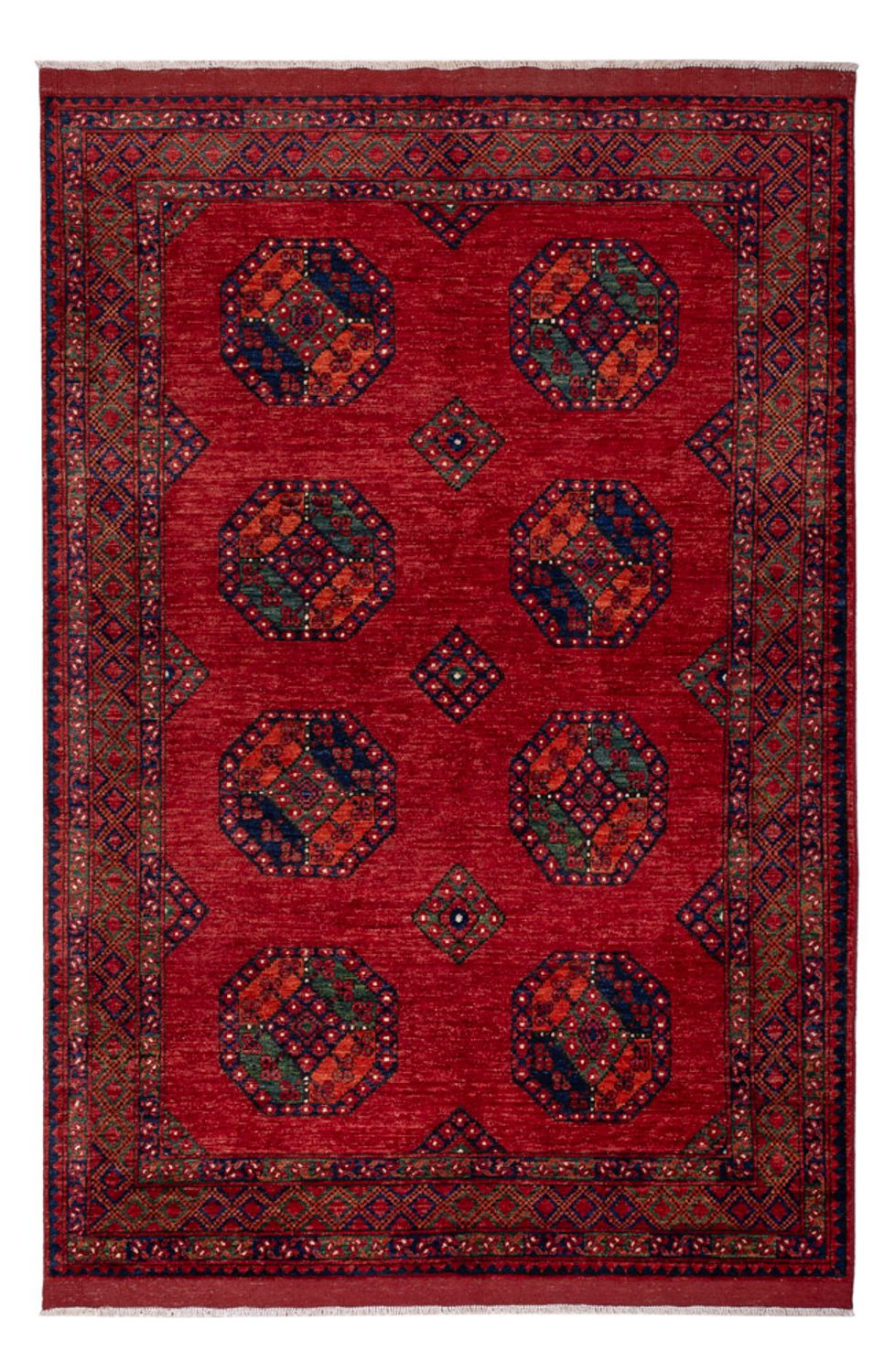 Alfombra afgana - Kunduz - 256 x 176 cm - rojo