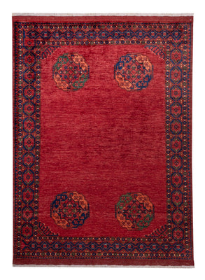 Alfombra afgana - Kunduz - 239 x 177 cm - rojo