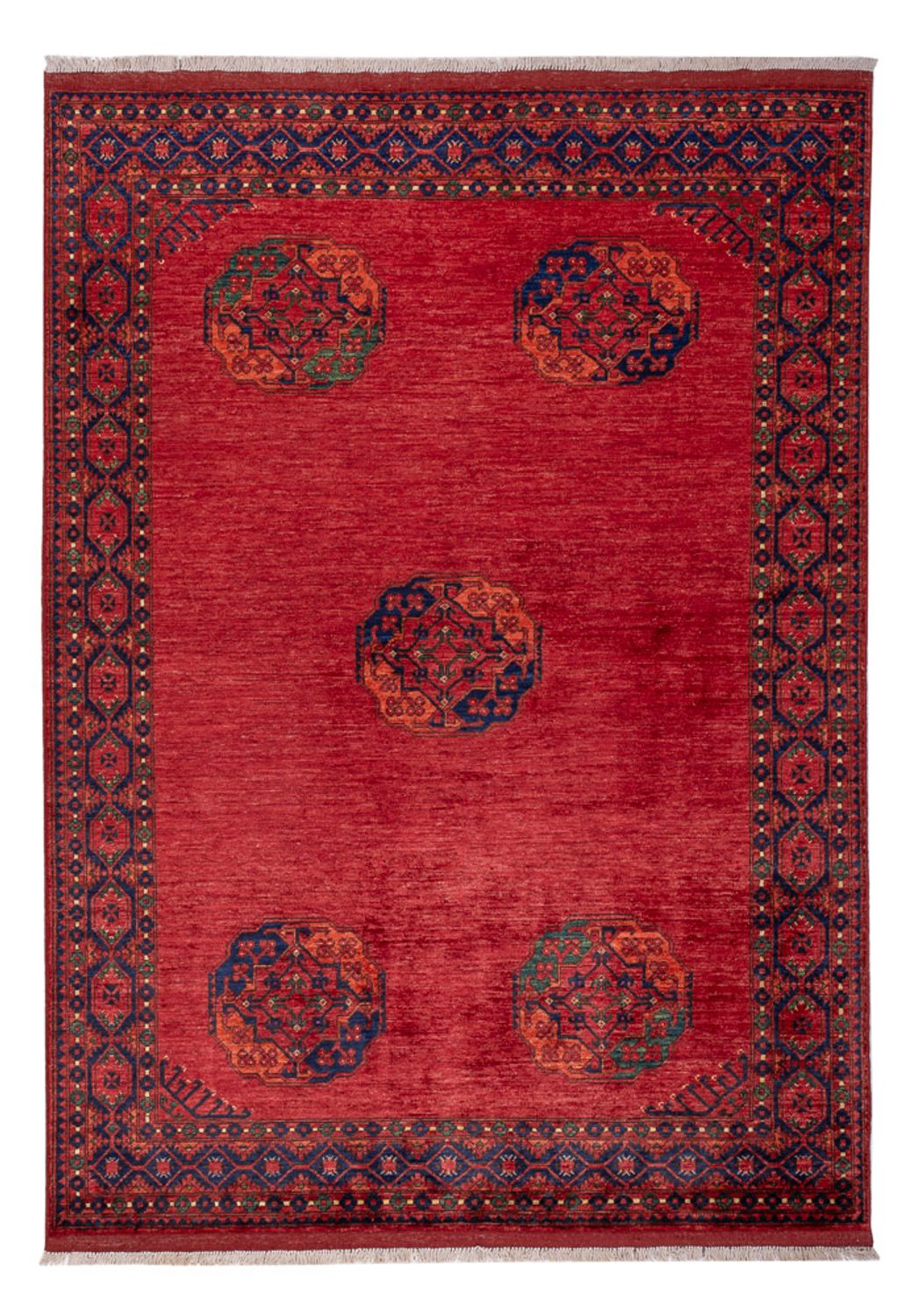 Alfombra afgana - Kunduz - 243 x 175 cm - rojo