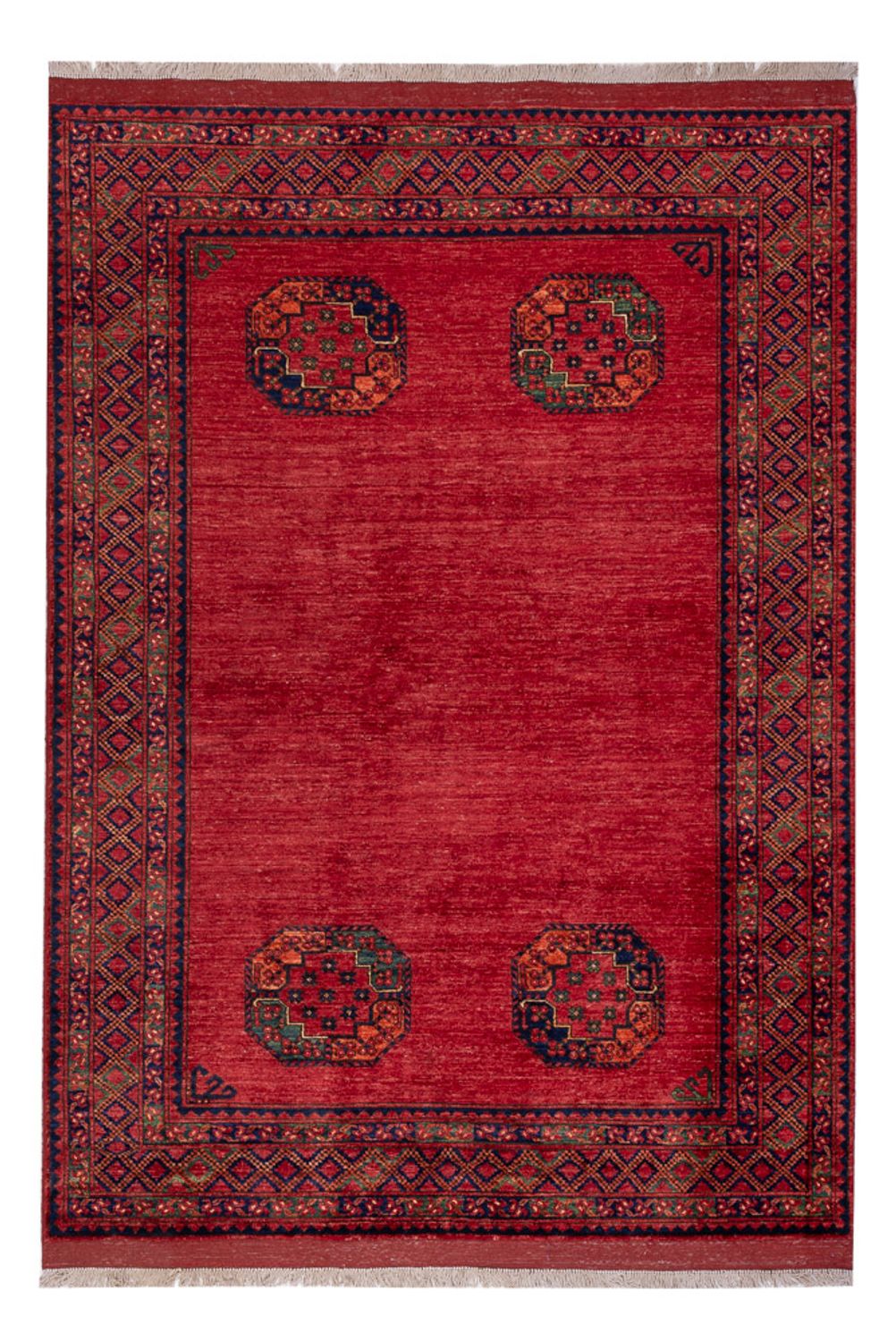 Alfombra afgana - Kunduz - 241 x 175 cm - rojo