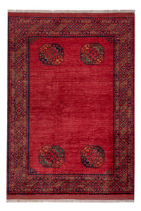 Alfombra afgana - Kunduz - 241 x 175 cm - rojo