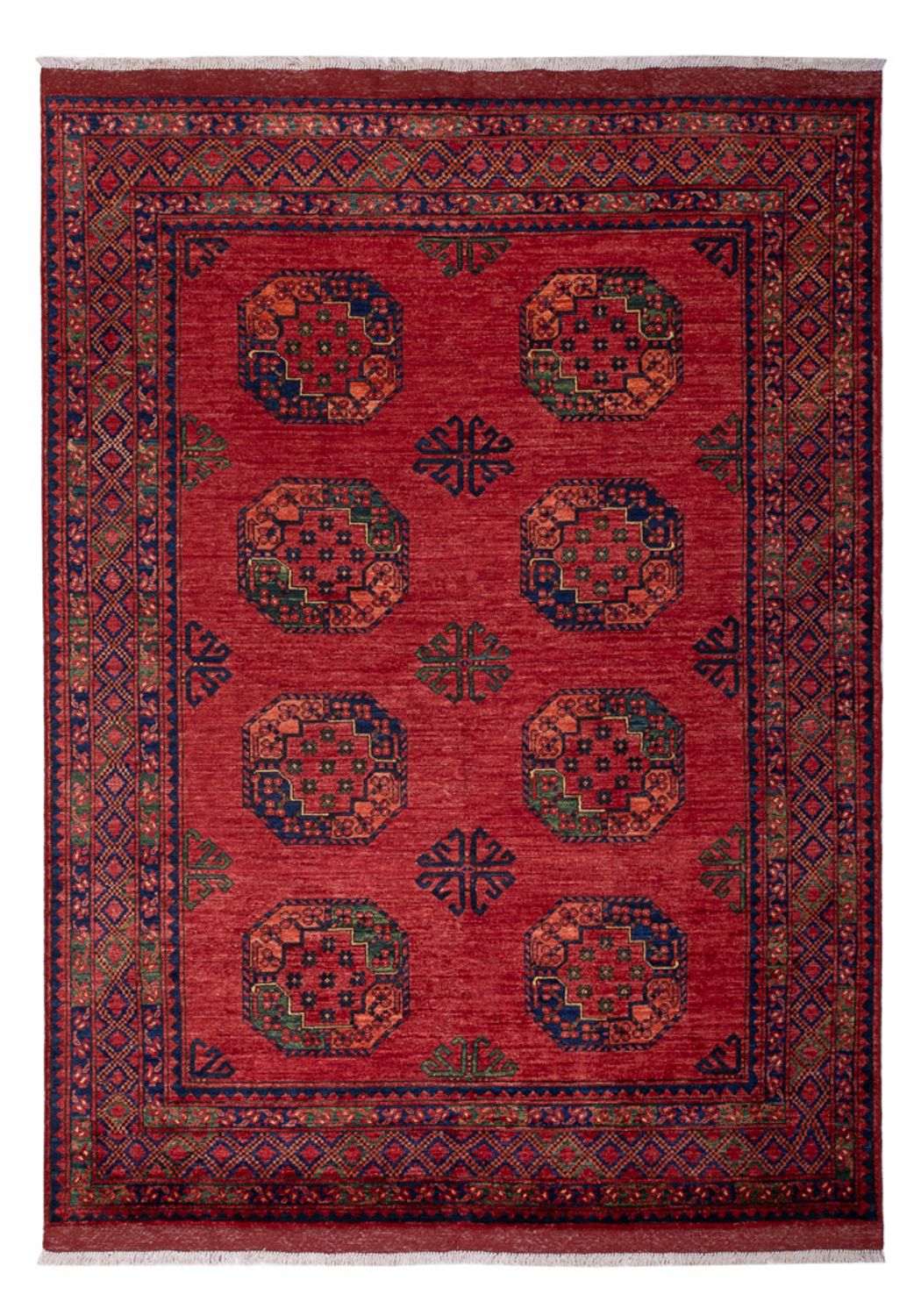 Alfombra afgana - Kunduz - 246 x 180 cm - rojo