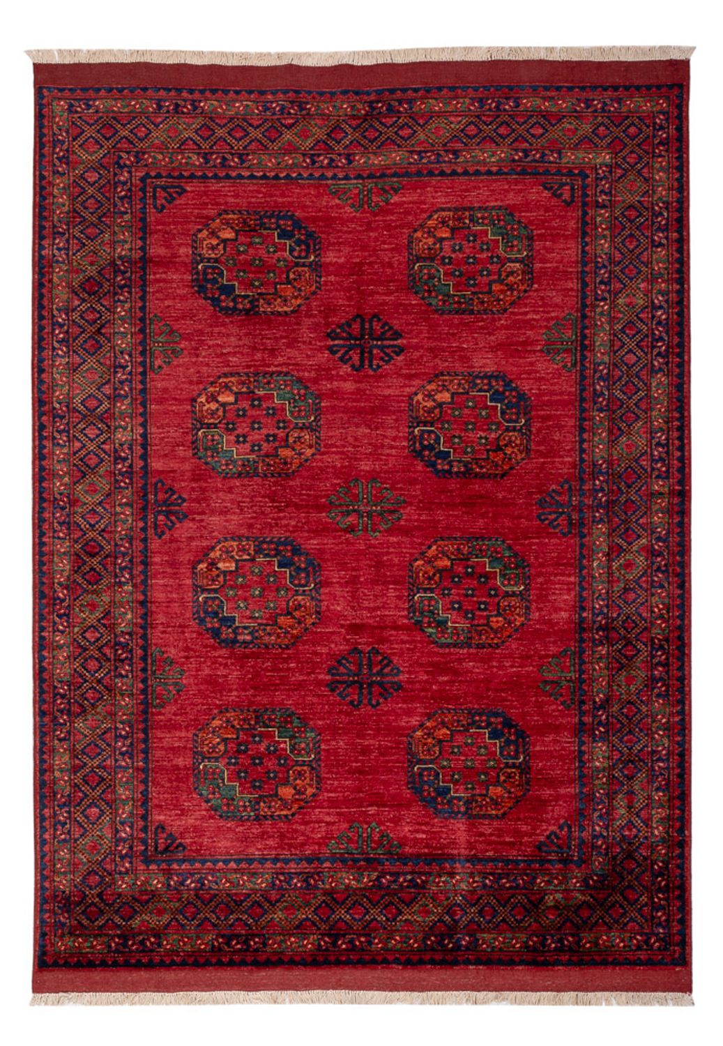 Alfombra afgana - Kunduz - 241 x 176 cm - rojo